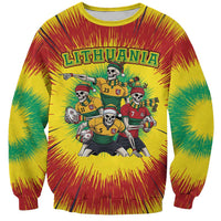 Personalized Lithuania Christmas Sweatshirt Skeleton Rugby Tie Dye Vintage - Wonder Print Shop