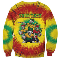 Personalized Lithuania Christmas Sweatshirt Skeleton Rugby Tie Dye Vintage - Wonder Print Shop