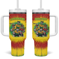 Personalized Lithuania Christmas Tumbler With Handle Skeleton Rugby Tie Dye Vintage - Wonder Print Shop