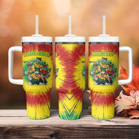 Personalized Lithuania Christmas Tumbler With Handle Skeleton Rugby Tie Dye Vintage - Wonder Print Shop