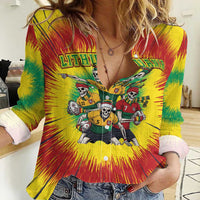 Personalized Lithuania Christmas Women Casual Shirt Skeleton Rugby Tie Dye Vintage - Wonder Print Shop