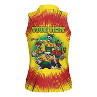 Personalized Lithuania Christmas Women Sleeveless Polo Shirt Skeleton Rugby Tie Dye Vintage - Wonder Print Shop