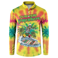Tie-Dye Skeleton Surfing Lithuania Button Sweatshirt It’s 5 O’Clock Somewhere - Wonder Print Shop