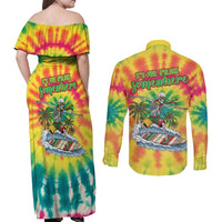Tie-Dye Skeleton Surfing Lithuania Couples Matching Off Shoulder Maxi Dress and Long Sleeve Button Shirt It’s 5 O’Clock Somewhere - Wonder Print Shop