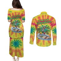 Tie-Dye Skeleton Surfing Lithuania Couples Matching Puletasi and Long Sleeve Button Shirt It’s 5 O’Clock Somewhere - Wonder Print Shop