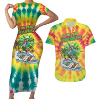 Tie-Dye Skeleton Surfing Lithuania Couples Matching Short Sleeve Bodycon Dress and Hawaiian Shirt It’s 5 O’Clock Somewhere - Wonder Print Shop