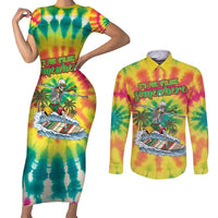 Tie-Dye Skeleton Surfing Lithuania Couples Matching Short Sleeve Bodycon Dress and Long Sleeve Button Shirt It’s 5 O’Clock Somewhere - Wonder Print Shop