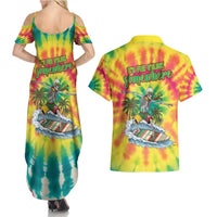 Tie-Dye Skeleton Surfing Lithuania Couples Matching Summer Maxi Dress and Hawaiian Shirt It’s 5 O’Clock Somewhere - Wonder Print Shop