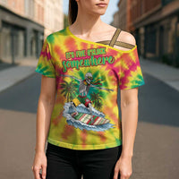 Tie-Dye Skeleton Surfing Lithuania Cross Shoulder Shirt It’s 5 O’Clock Somewhere - Wonder Print Shop