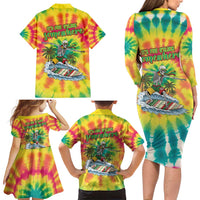 Tie-Dye Skeleton Surfing Lithuania Family Matching Long Sleeve Bodycon Dress and Hawaiian Shirt It’s 5 O’Clock Somewhere - Wonder Print Shop