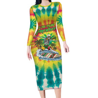 Tie-Dye Skeleton Surfing Lithuania Family Matching Long Sleeve Bodycon Dress and Hawaiian Shirt It’s 5 O’Clock Somewhere - Wonder Print Shop