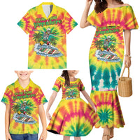 Tie-Dye Skeleton Surfing Lithuania Family Matching Mermaid Dress and Hawaiian Shirt It’s 5 O’Clock Somewhere - Wonder Print Shop