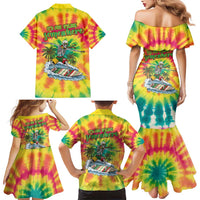 Tie-Dye Skeleton Surfing Lithuania Family Matching Mermaid Dress and Hawaiian Shirt It’s 5 O’Clock Somewhere - Wonder Print Shop