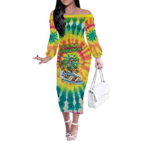 Tie-Dye Skeleton Surfing Lithuania Family Matching Off The Shoulder Long Sleeve Dress and Hawaiian Shirt It’s 5 O’Clock Somewhere - Wonder Print Shop