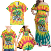 Tie-Dye Skeleton Surfing Lithuania Family Matching Off Shoulder Maxi Dress and Hawaiian Shirt It’s 5 O’Clock Somewhere - Wonder Print Shop