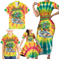 Tie-Dye Skeleton Surfing Lithuania Family Matching Short Sleeve Bodycon Dress and Hawaiian Shirt It’s 5 O’Clock Somewhere - Wonder Print Shop