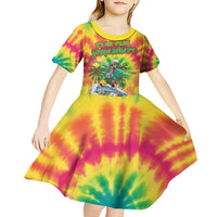 Tie-Dye Skeleton Surfing Lithuania Kid Short Sleeve Dress It’s 5 O’Clock Somewhere - Wonder Print Shop