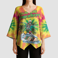 Tie-Dye Skeleton Surfing Lithuania Kimono Sleeve Blouse It’s 5 O’Clock Somewhere - Wonder Print Shop
