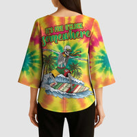 Tie-Dye Skeleton Surfing Lithuania Kimono Sleeve Blouse It’s 5 O’Clock Somewhere - Wonder Print Shop