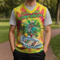 Tie-Dye Skeleton Surfing Lithuania Christmas Knitted V-Neck Vest It’s 5 O’Clock Somewhere - Wonder Print Shop