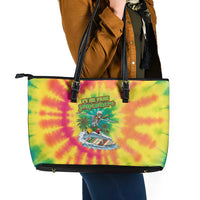 Tie-Dye Skeleton Surfing Lithuania Leather Tote Bag It’s 5 O’Clock Somewhere - Wonder Print Shop