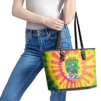 Tie-Dye Skeleton Surfing Lithuania Leather Tote Bag It’s 5 O’Clock Somewhere - Wonder Print Shop