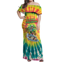Tie-Dye Skeleton Surfing Lithuania Off Shoulder Maxi Dress It’s 5 O’Clock Somewhere - Wonder Print Shop