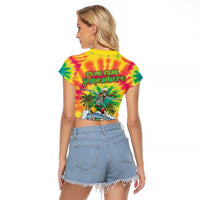 Tie-Dye Skeleton Surfing Lithuania Raglan Cropped T Shirt It’s 5 O’Clock Somewhere - Wonder Print Shop