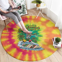 Tie-Dye Skeleton Surfing Lithuania Round Carpet It’s 5 O’Clock Somewhere - Wonder Print Shop