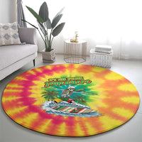 Tie-Dye Skeleton Surfing Lithuania Round Carpet It’s 5 O’Clock Somewhere - Wonder Print Shop