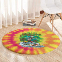 Tie-Dye Skeleton Surfing Lithuania Round Carpet It’s 5 O’Clock Somewhere - Wonder Print Shop