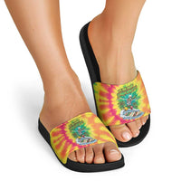Tie-Dye Skeleton Surfing Lithuania Slide Sandals It’s 5 O’Clock Somewhere - Wonder Print Shop
