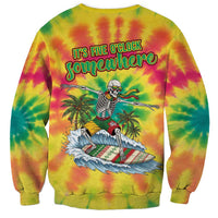 Tie-Dye Skeleton Surfing Lithuania Sweatshirt It’s 5 O’Clock Somewhere - Wonder Print Shop
