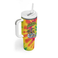 Tie-Dye Skeleton Surfing Lithuania Tumbler With Handle It’s 5 O’Clock Somewhere - Wonder Print Shop