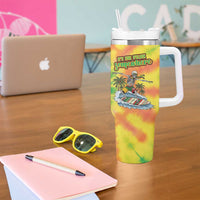 Tie-Dye Skeleton Surfing Lithuania Tumbler With Handle It’s 5 O’Clock Somewhere - Wonder Print Shop