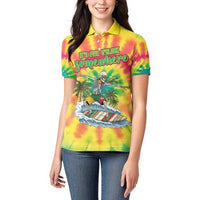 Tie-Dye Skeleton Surfing Lithuania Women Polo Shirt It’s 5 O’Clock Somewhere - Wonder Print Shop