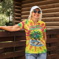 Tie-Dye Skeleton Surfing Lithuania Women Polo Shirt It’s 5 O’Clock Somewhere - Wonder Print Shop