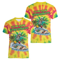 Tie-Dye Skeleton Surfing Lithuania Women V-Neck T-Shirt It’s 5 O’Clock Somewhere - Wonder Print Shop