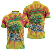 Tie-Dye Skeleton Surfing Lithuania Zipper Polo Shirt It’s 5 O’Clock Somewhere - Wonder Print Shop