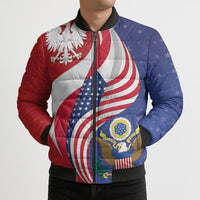 Poland American Heritage Month Bomber Puffer Jacket Polish and American National Symbols