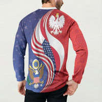 Poland American Heritage Month Button Sweatshirt Polish and American National Symbols