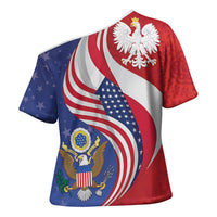 Poland American Heritage Month Cross Shoulder Shirt Polish and American National Symbols