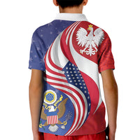 Poland American Heritage Month Kid Polo Shirt Polish and American National Symbols