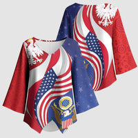 Poland American Heritage Month Kimono Sleeve Blouse Polish and American National Symbols