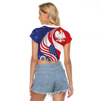 Poland American Heritage Month Raglan Cropped T Shirt Polish and American National Symbols