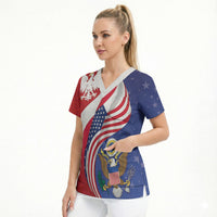 Poland American Heritage Month Scrub Top Polish and American National Symbols
