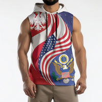 Poland American Heritage Month Sleeveless Hoodie Polish and American National Symbols