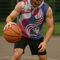 Poland American Heritage Month Sleeveless Hoodie Polish and American National Symbols