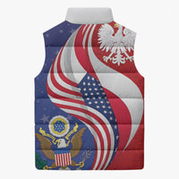 Poland American Heritage Month Sleeveless Puffer Jacket Polish and American National Symbols
