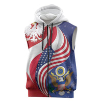 Poland American Heritage Month Sleeveless Zip Hoodie Polish and American National Symbols